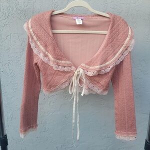 Women's Cream and Pink Cardigan